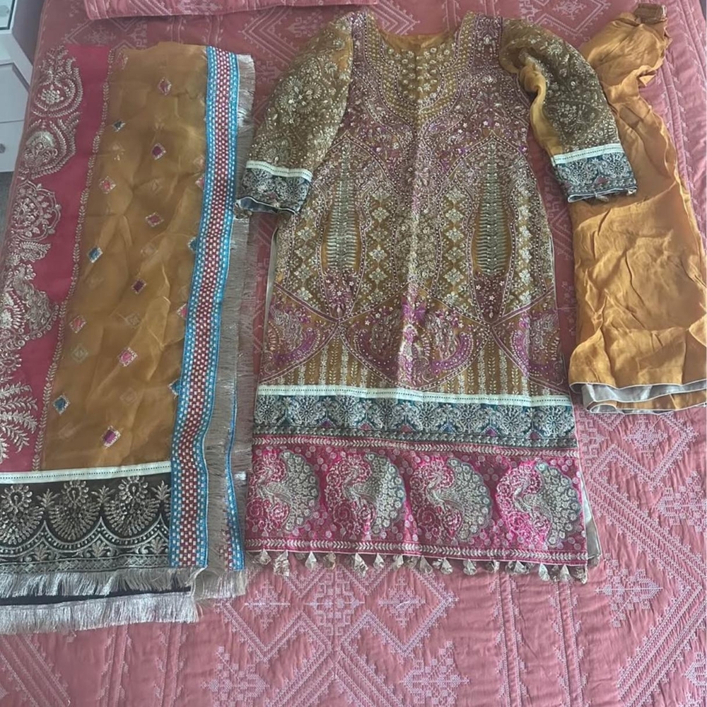 Multicolor Women Mayoon Dress Three Piece